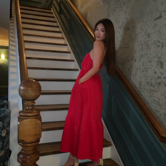 Love Bonito - Kalita Padded Tie Back Dress - RED - Picture 2 of 2